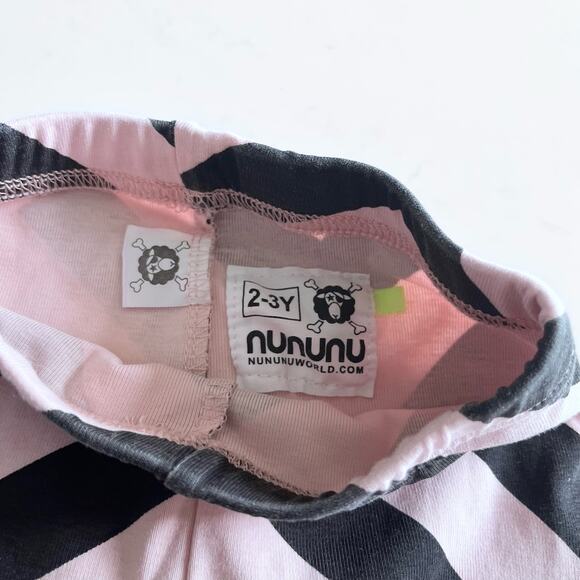 Nununu pink black striped leggings size 2/3y - Picture 2 of 3